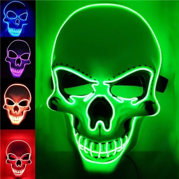 Scary Halloween Mask LED Light up, Great Costume for Parties and October Fest - Picture 4 of 8